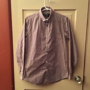 Top Man long sleeve checkered dress shirt